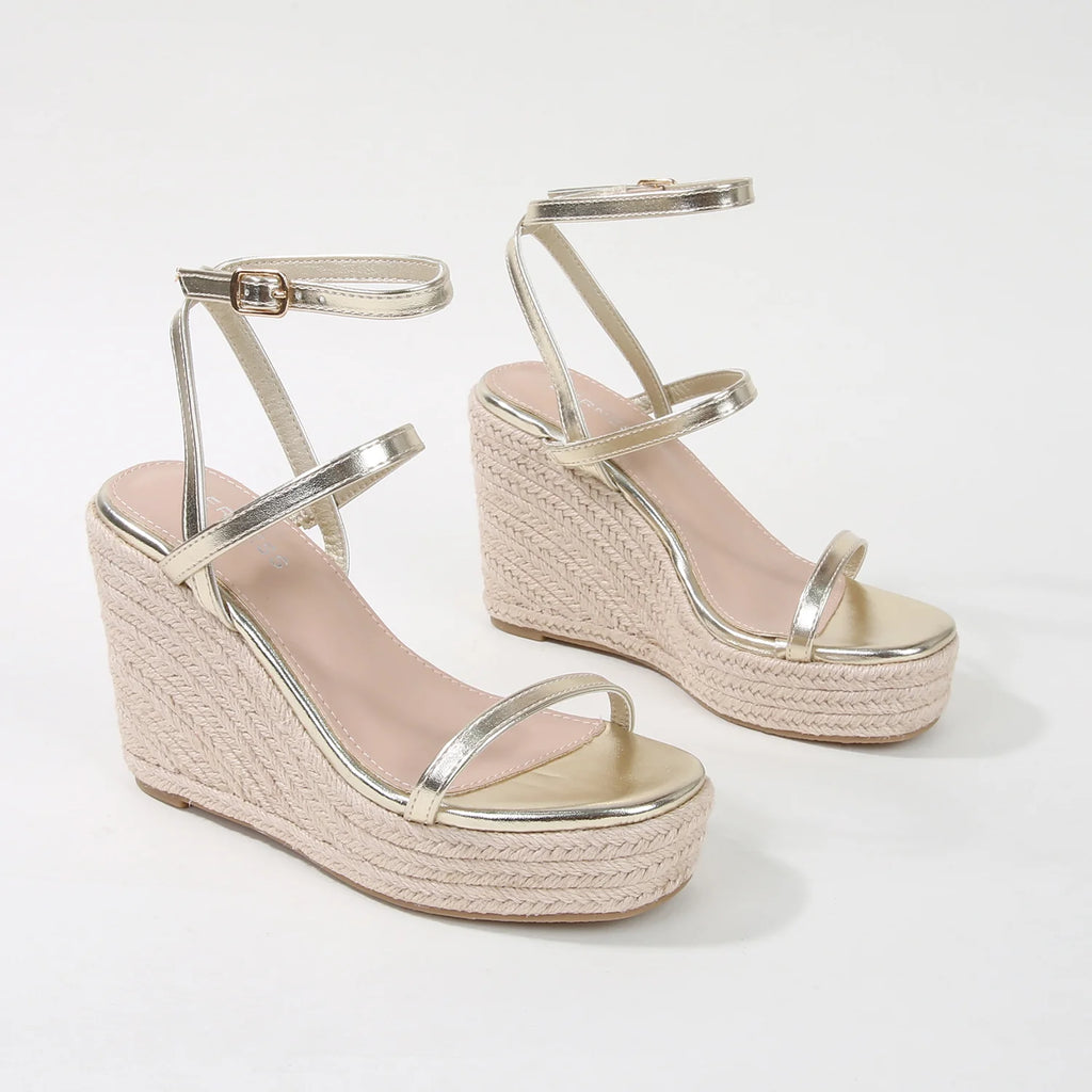 LANDY ESPADRILLE WEDGE SANDALS-GOLD