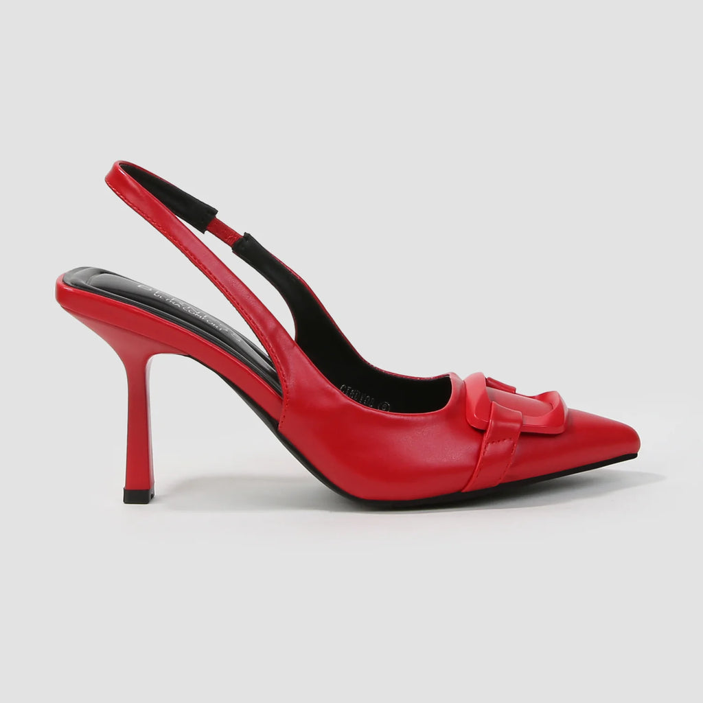 LUISA SLINGBACK FAUX LETHEAR-RED
