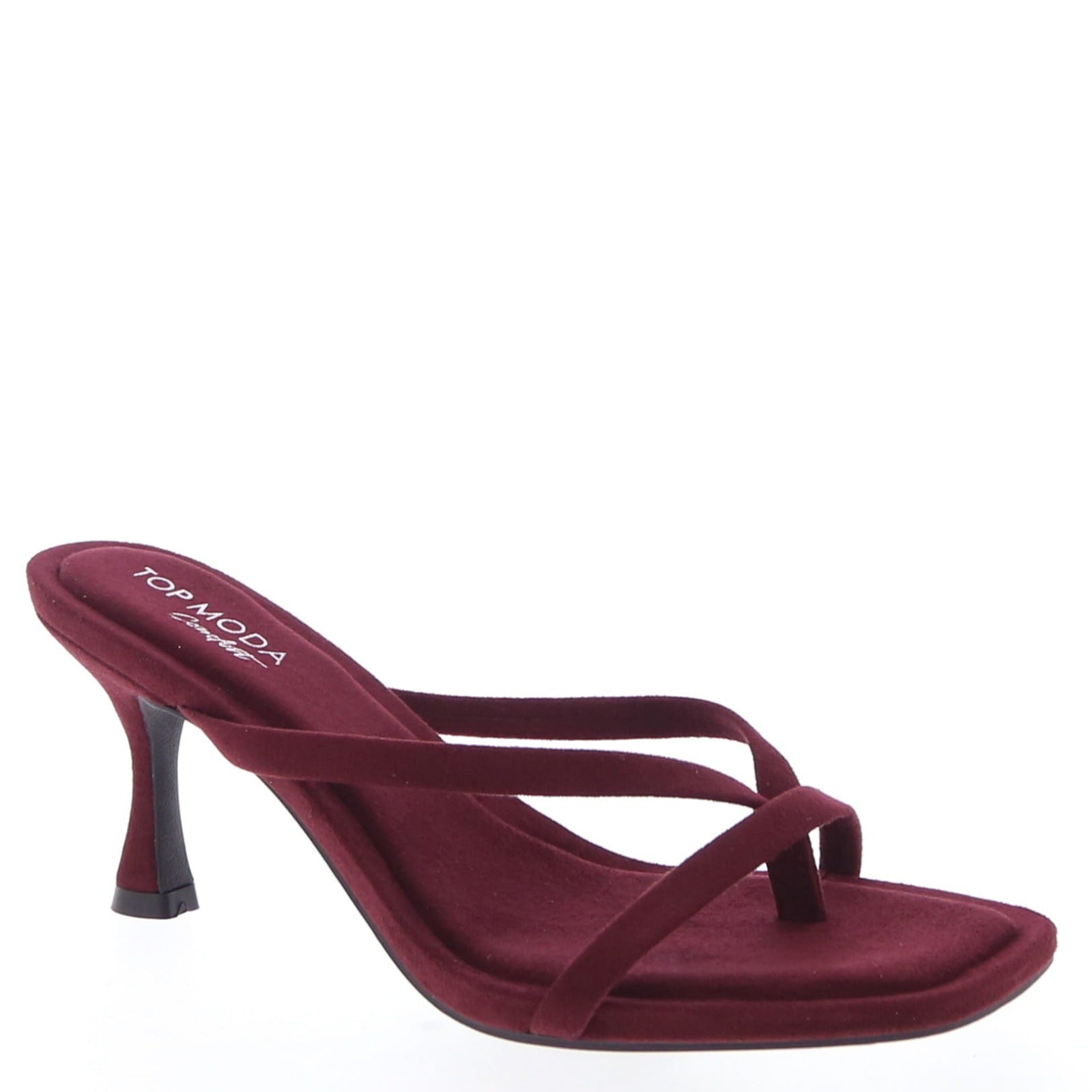 CARLA MID HEEL MULES - WINE SUEDE
