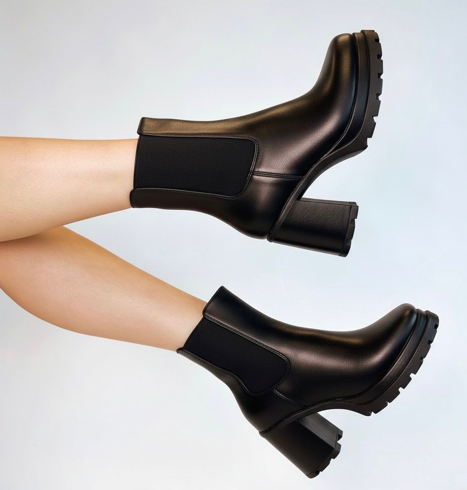 CAROLINA BLOCK HEEL ANKLE BOOTS - BLACK