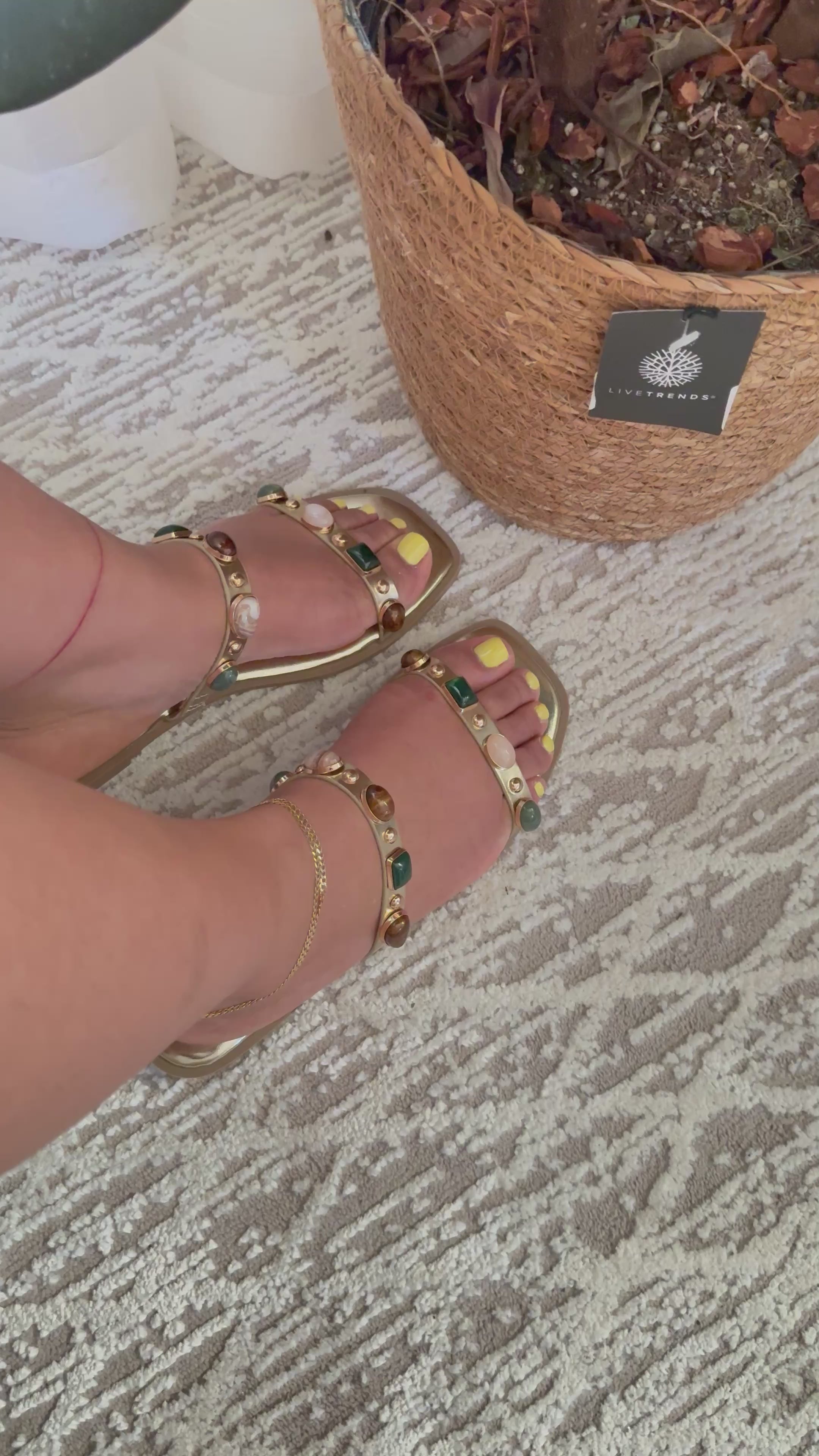 MAYRA SLIP ON SANDALS- GOLD